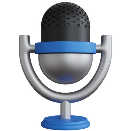 3 D Rendering Blue Microphone Isolated 3D Icon