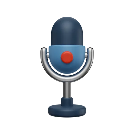 3 D Render Illustration Microphone With Stand And Button 3D Icon