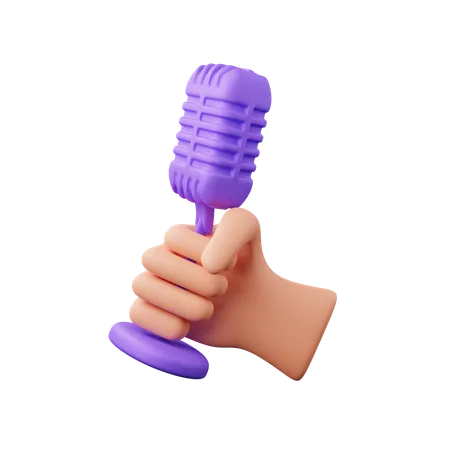 Main tenant le microphone  3D Icon