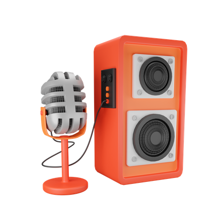 Microphone And Speaker  3D Illustration