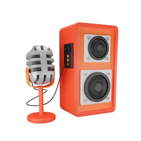 Microphone And Speaker  3D Illustration