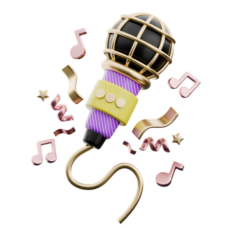 Microphone avec des notes de musique  3D Icon