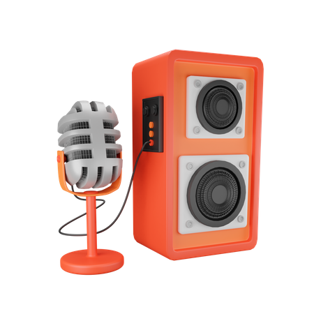 Microphone et haut-parleur  3D Illustration