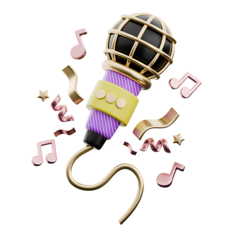 Microphone With Musical Notes  3D Icon