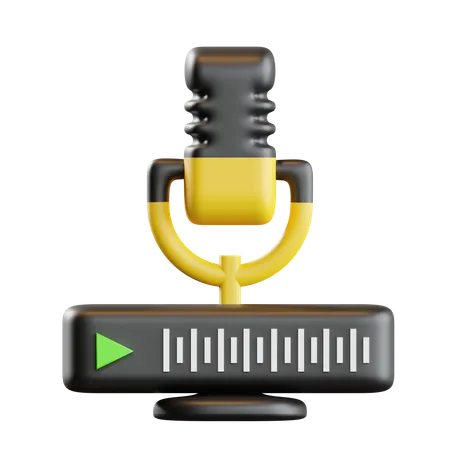 Microphone With Play Sign  3D Icon