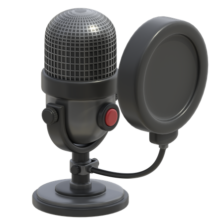 Microphone with Pop Filter  3D Icon