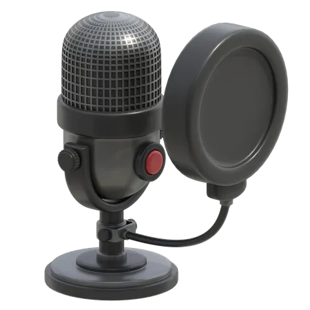 Microphone with Pop Filter  3D Icon