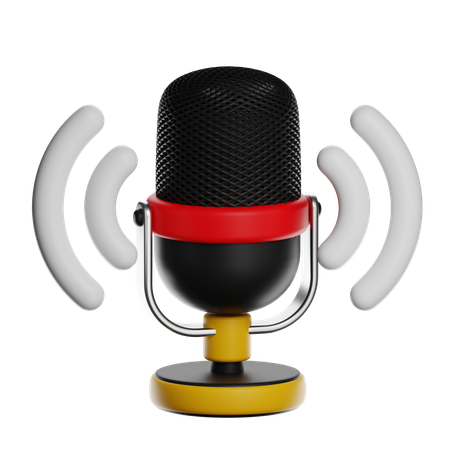 Microphone With Wireless Signal  3D Icon