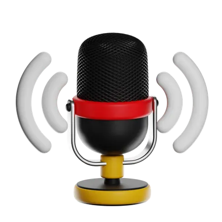 Microphone With Wireless Signal  3D Icon