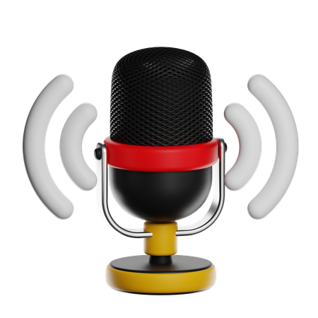 Microphone With Wireless Signal  3D Icon