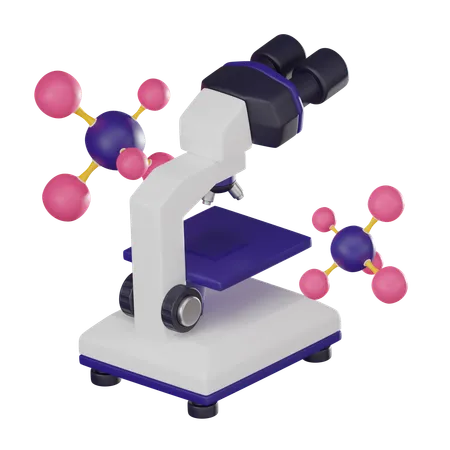 Microscope And Molecular Structure Perfect For Scientific Research Laboratory Experiments And Educational Materials 3 D Render Illustration 3D Icon
