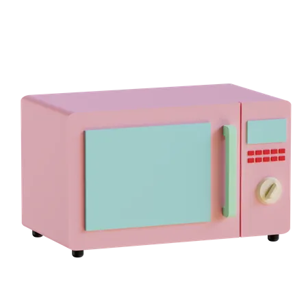3 D Soft Pink Microwave With Transparent Background 3D Icon