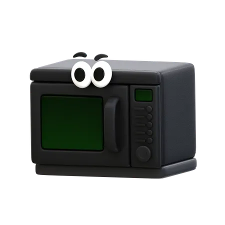 3 D Rendering Cartoon Icon Cooking Tool Series Microwave 3D Icon