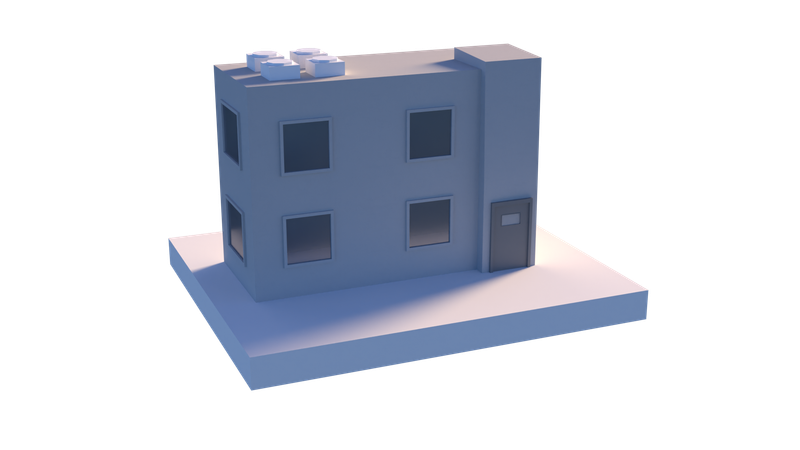 中間アパート  3D Icon