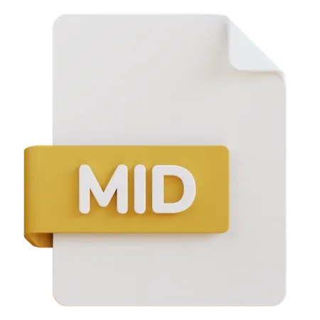 3 D Illustration Of Mid File Extension 3D Icon