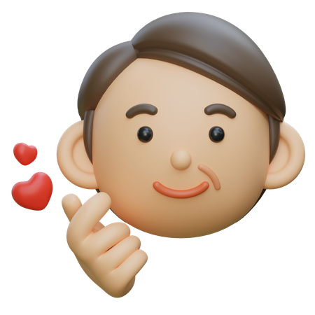 손가락으로 하트 모양을 만드는 중년 캐릭터  3D Icon