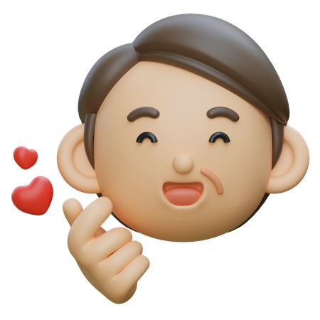 손가락으로 하트 모양을 만드는 중년 캐릭터  3D Icon