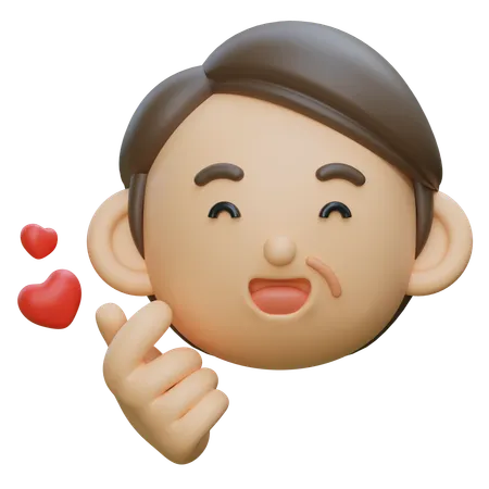 손가락으로 하트 모양을 만드는 중년 캐릭터  3D Icon