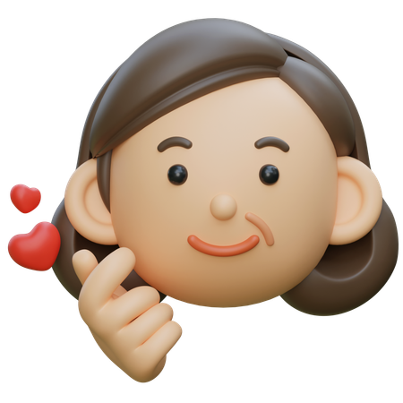손가락으로 하트 모양을 만드는 중년 캐릭터  3D Icon