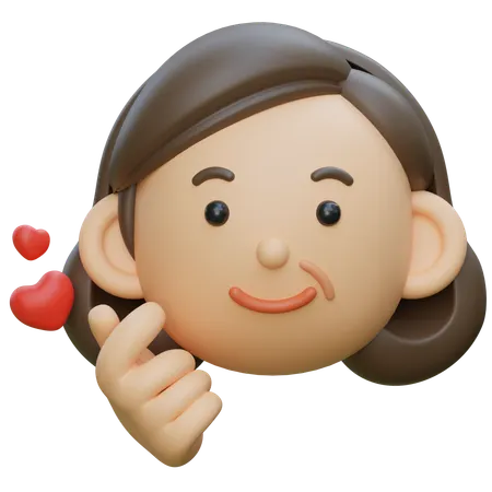 손가락으로 하트 모양을 만드는 중년 캐릭터  3D Icon