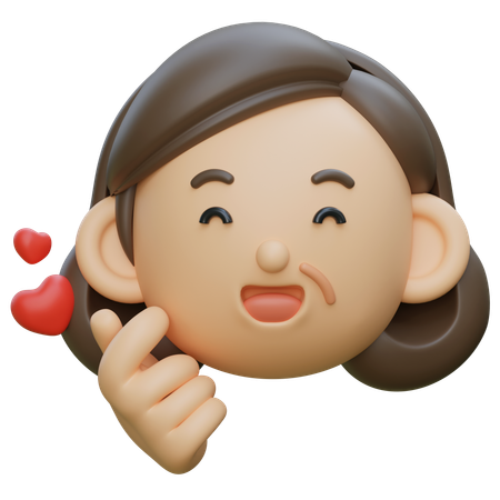손가락으로 하트 모양을 만드는 중년 캐릭터  3D Icon