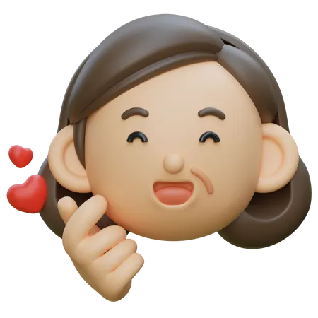 손가락으로 하트 모양을 만드는 중년 캐릭터  3D Icon