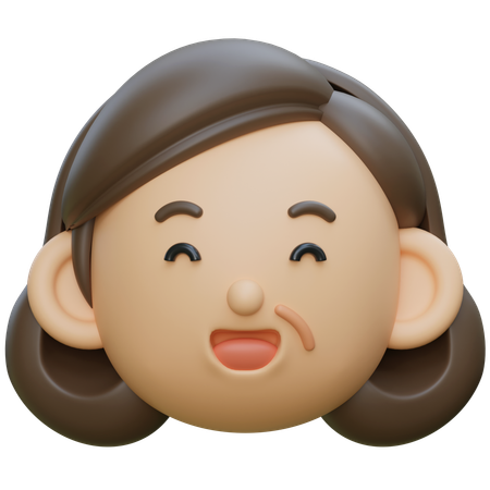 중년 여성 미소 얼굴  3D Icon