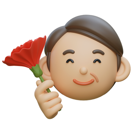 カーネーションを片手に持つ中年  3D Icon
