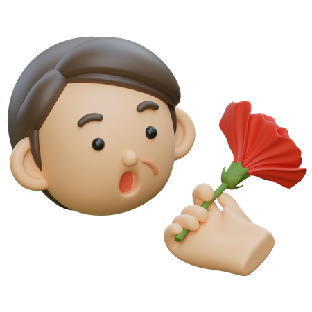 중년 카네이션 꽃을 받다  3D Icon