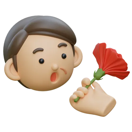 중년 카네이션 꽃을 받다  3D Icon
