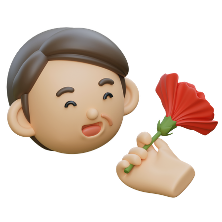 중년 카네이션 꽃을 받다  3D Icon