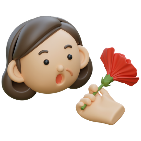 중년 카네이션 꽃을 받다  3D Icon