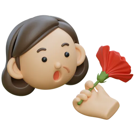 중년 카네이션 꽃을 받다  3D Icon