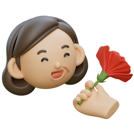 중년 카네이션 꽃을 받다  3D Icon