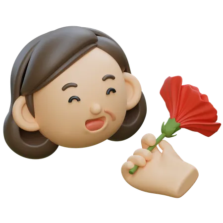 중년 카네이션 꽃을 받다  3D Icon