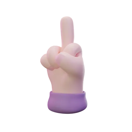 Middle Finger Hand Gesture 3D Icon