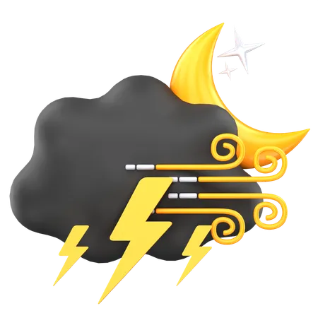 Midnight Thunder With Wind  3D Icon