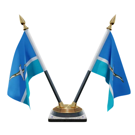 Midway Islands Double Desk Flag Stand  3D Flag