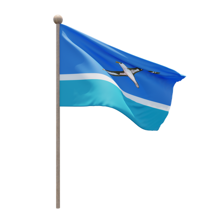 Midway Islands Flag Pole  3D Flag