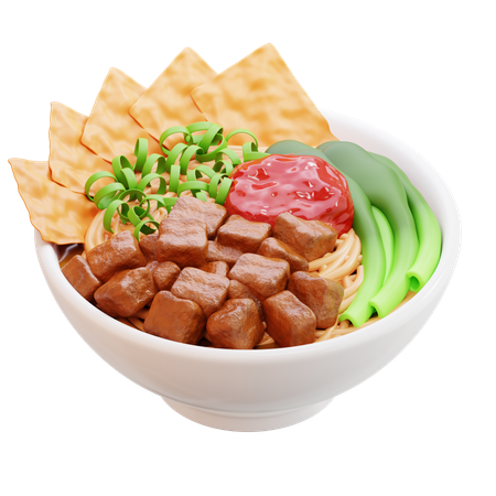 Mie Ayam Indonesian Chicken Noodle Bowl  3D Icon