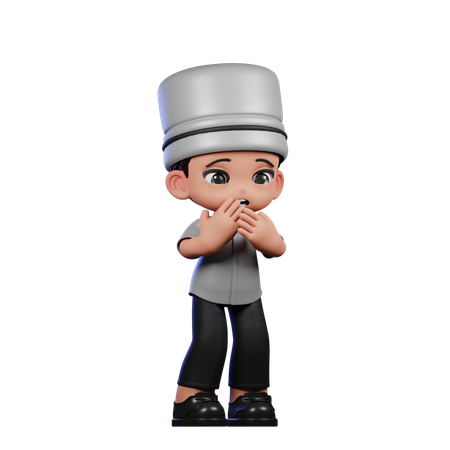 Chef lindo asustado  3D Illustration