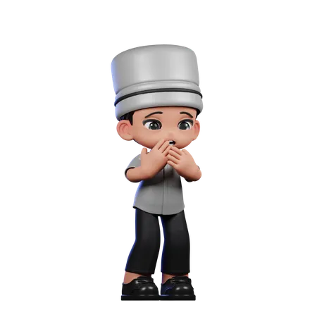 Chef lindo asustado  3D Illustration