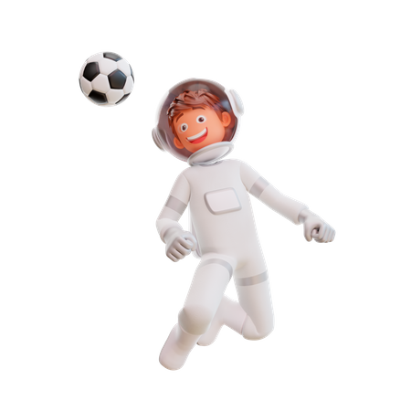 Astronaute mignon jouant au football  3D Illustration