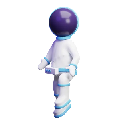 Astronaute mignon marchant  3D Illustration