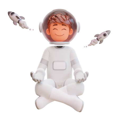 Astronaute mignon en train de méditer  3D Illustration