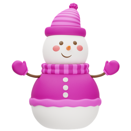 Joli bonhomme de neige portant un pull rose  3D Icon