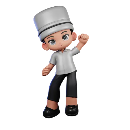 Chef mignon donnant des félicitations  3D Illustration