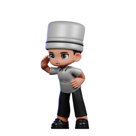 Chef mignon donnant une pose regardant  3D Illustration