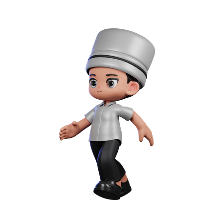 Chef mignon faisant une pose de course  3D Illustration