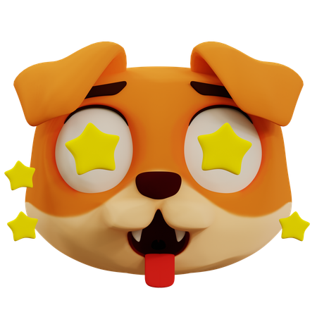 Emoji étoile de chien mignon  3D Icon